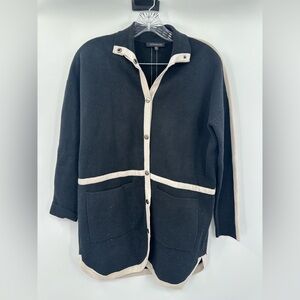 Strenesse Women's Black /White Button Up Cardigan Jacket